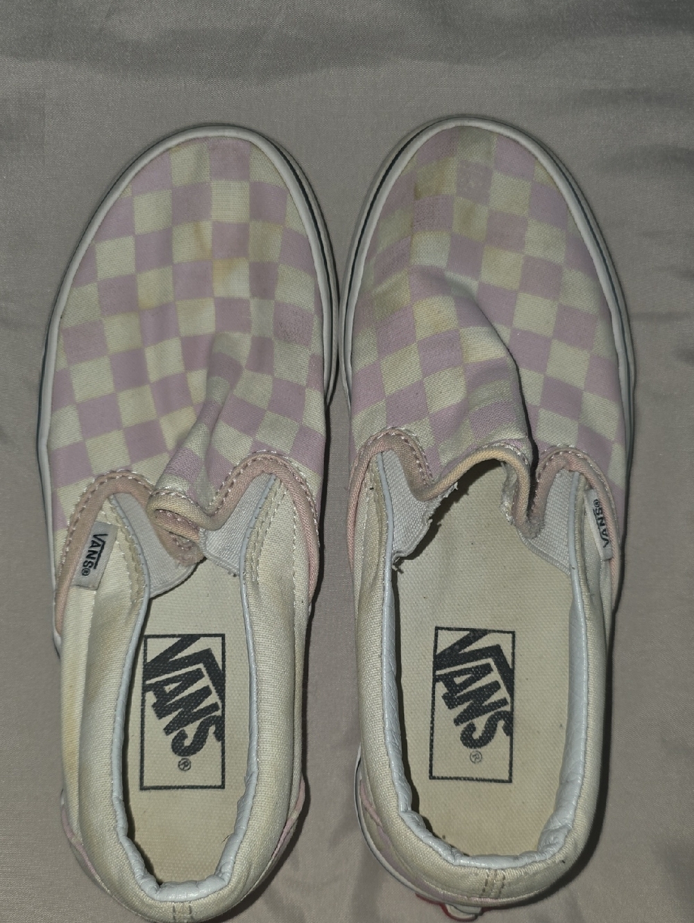Vans Slip-On Checkerboard in Lavender & Cream